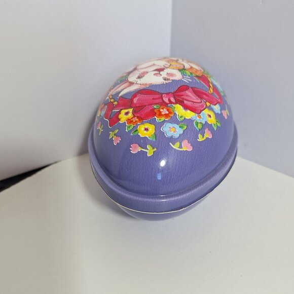 Easter Bunny Egg Basket Flowers Purple 5.5" Plastic Blow Mold Ullman Co - Picture 6 of 13